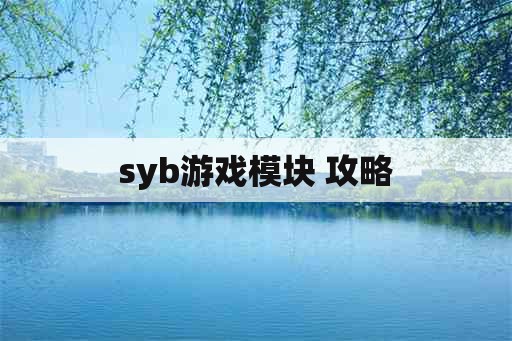 syb游戏模块 攻略